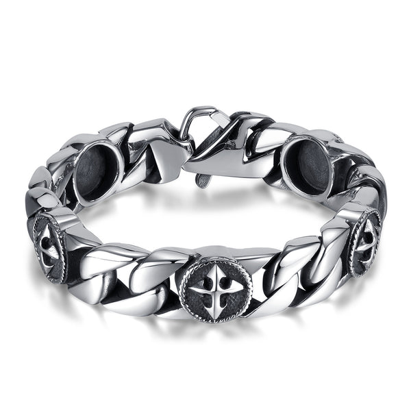 Vintage Titanium Steel Cross Shelf Bracelet