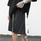 Side Stripe Split Drawstring Shorts for Women