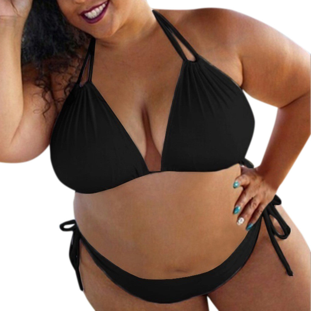 2019 Trendy Plus Size Halter Bikini Swimsuit for Women