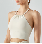 Solid Color Women's Yoga Tank Top with Cross Back