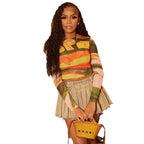 2023 Fashion Tie-Dye Crop Top with Long Sleeves