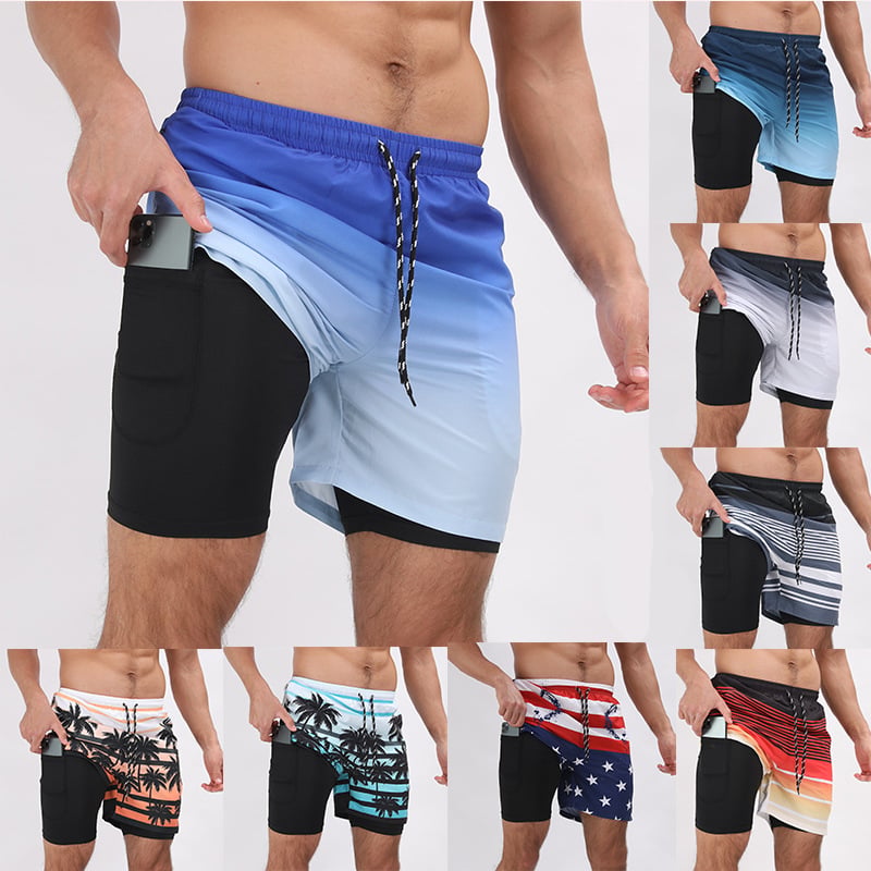 Men's Quick Dry Double-layer Loose Swimming Trunks