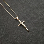 Gold Titanium Steel Crucifix Necklace