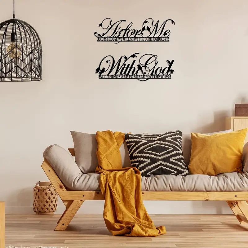 Metal Wall Sign: "With God All Things Are Possible" Decor | Christian Home Decor