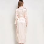 Women's Satin Lace Trim Sleepwear Robe and Pajamas