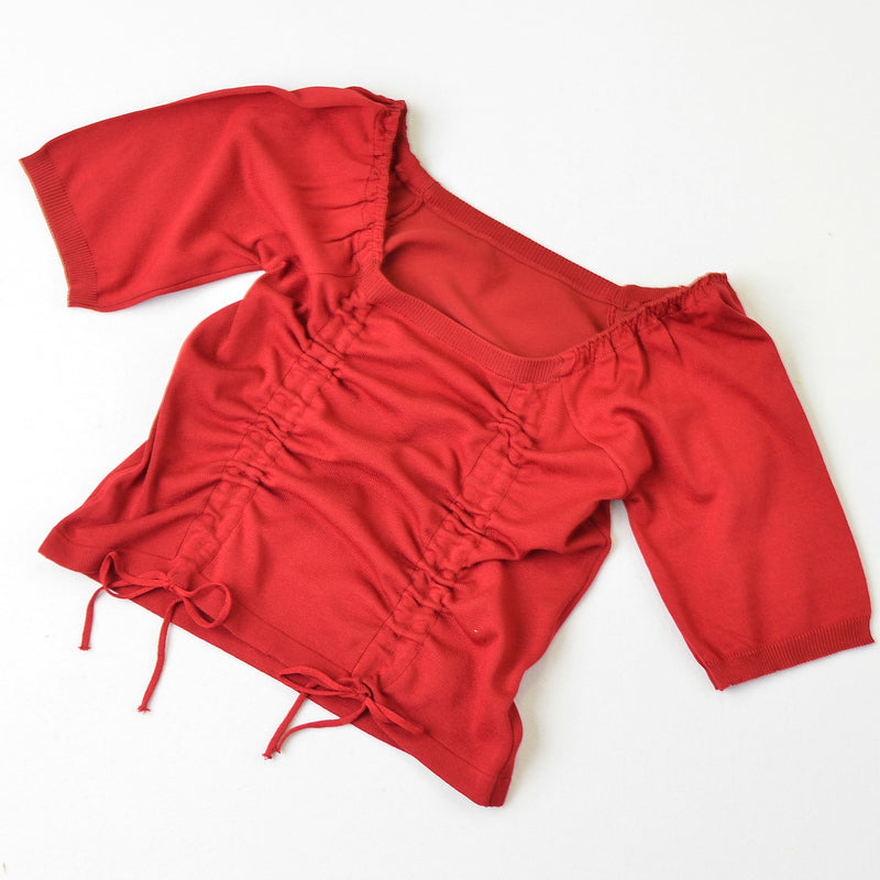 Boring Honey Women's Square Collar Drawstring Crop Top