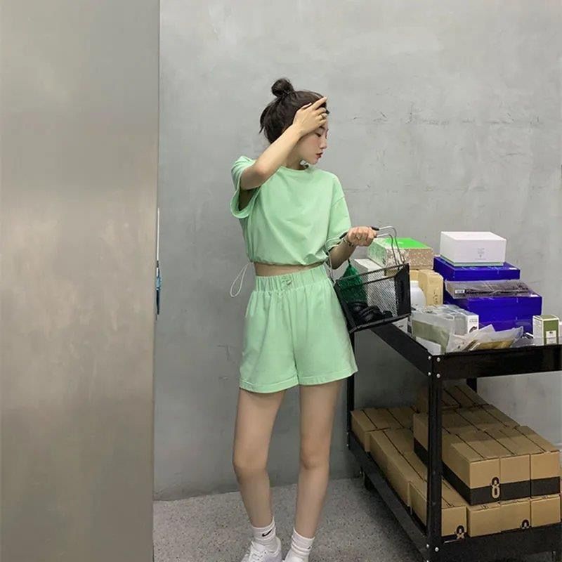 2020 Summer Women's Casual High-Waist Shorts Set