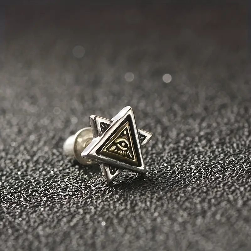Vintage Men's God's Eye Double Layer Triangle Earrings | Jewelry