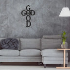 Black Cross Metal Wall Art - God Is Good Sign | Christian Decor