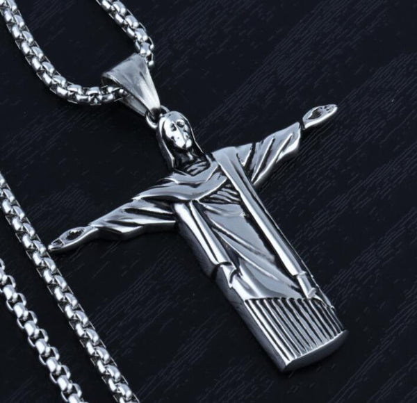 Retro Rio Jesus Pendant Necklace for Men (Hip Hop Style) | Christian Jewelry