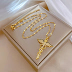 Rotating Dragonfly Snake Stick Angel Wings Necklace | Jewelry