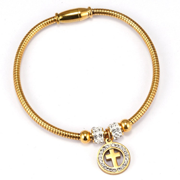 Women's Fashion Stainless Steel Cross Bracelet