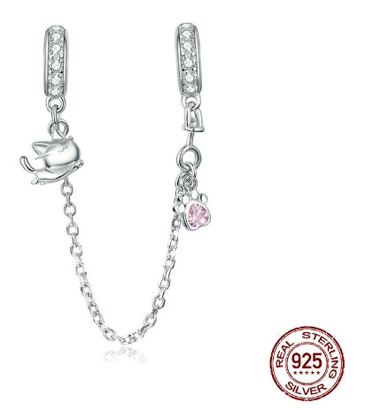 Silver Cute Cat and Dog Charm Collection