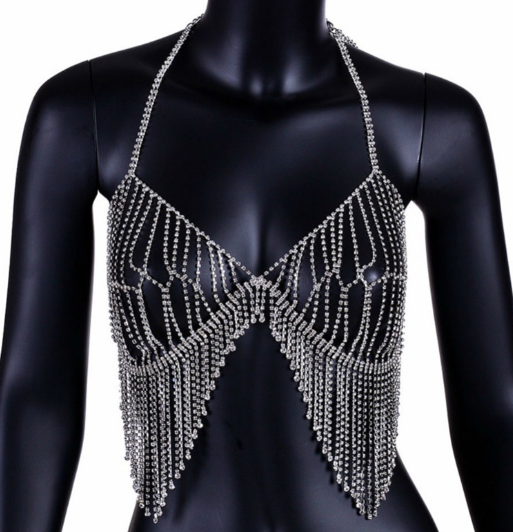 Rhinestone Tassel Body Chain