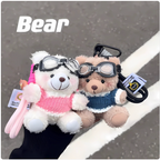 Cartoon Pilot Bear Plush Keychain | Accessory