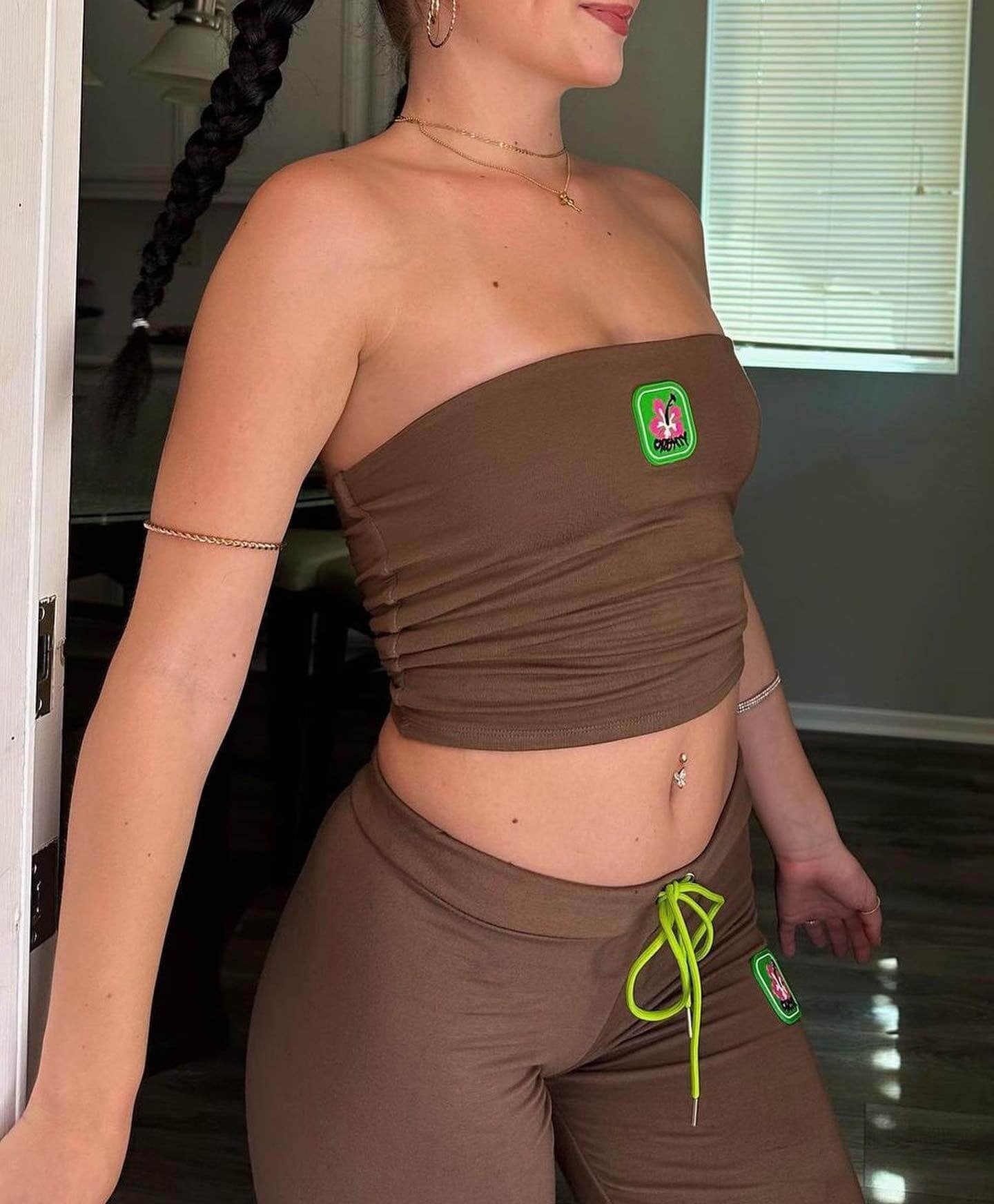 Embroidered Tube Top & Trousers Set