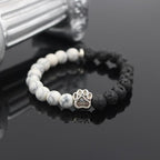 Volcanic Stone Alloy Dog Paw Heart Bead Bracelet