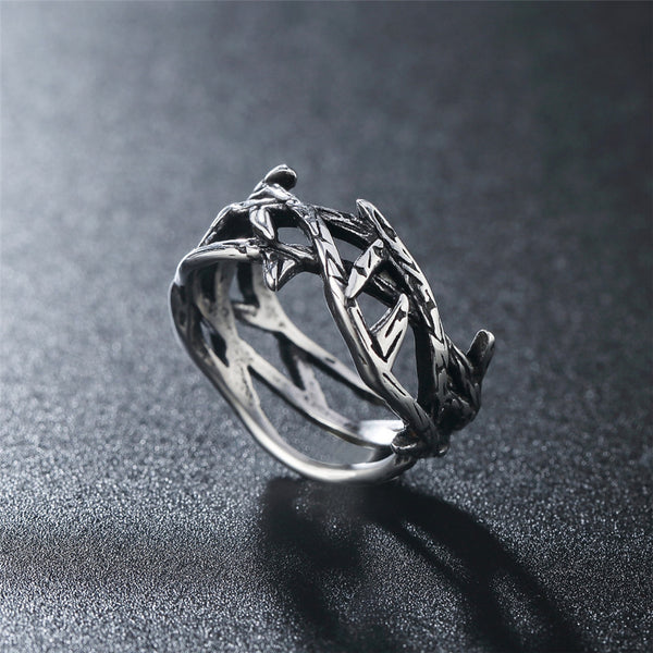 Vintage Jesus Thorn Crown Titanium Steel Ring | Christian Jewelry