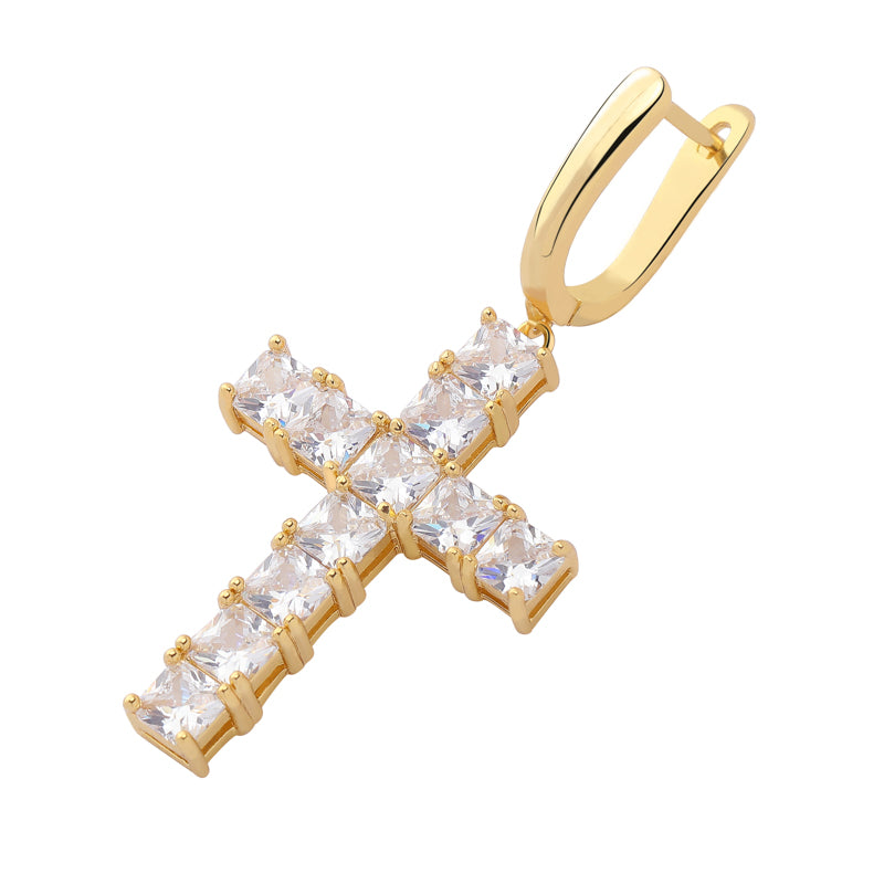 Square Zircon Cross Earrings for Fashionable Styles