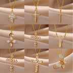 Trendy Minimalist Cross Pendant Necklace with Zirconia | Christian Jewelry