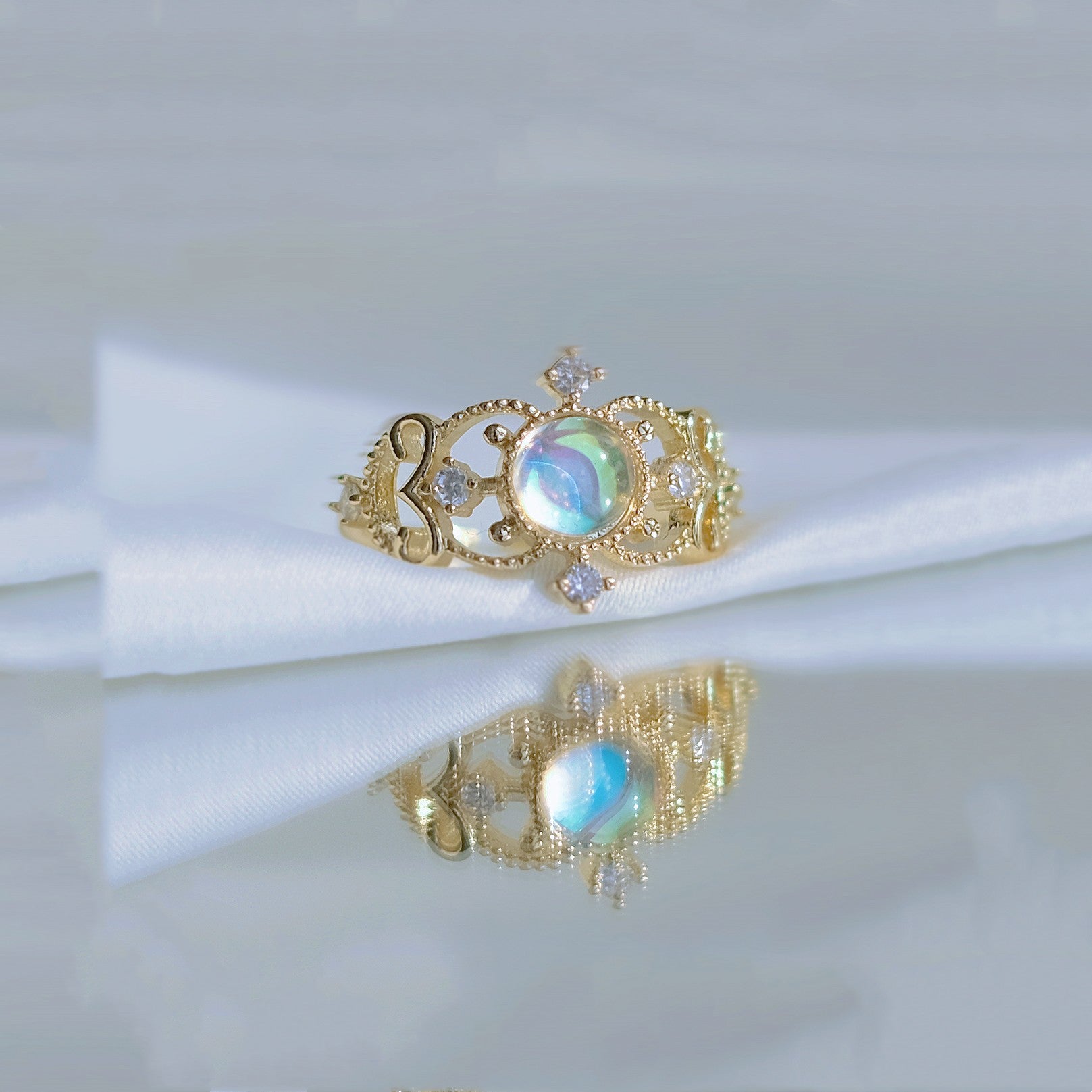 Gorgeous Lace Cat's Eye Zircon Gradient Ring