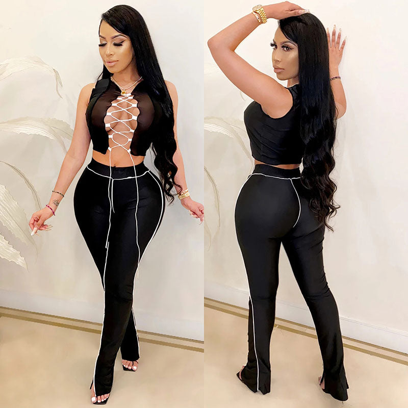 2020 Women's Sexy Color-Block Tank Top & Pants Set