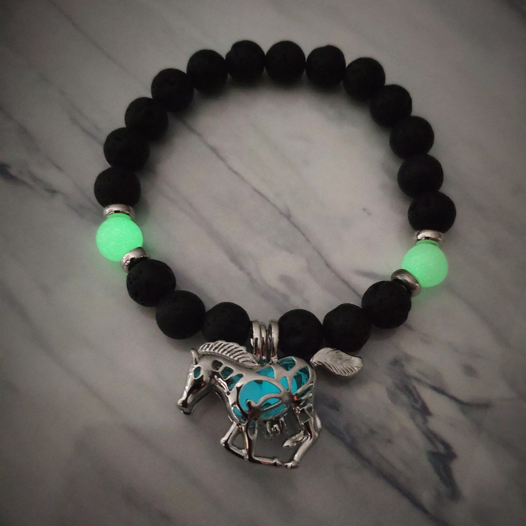 Volcanic Rock Luminous Horse Bracelet for Halloween