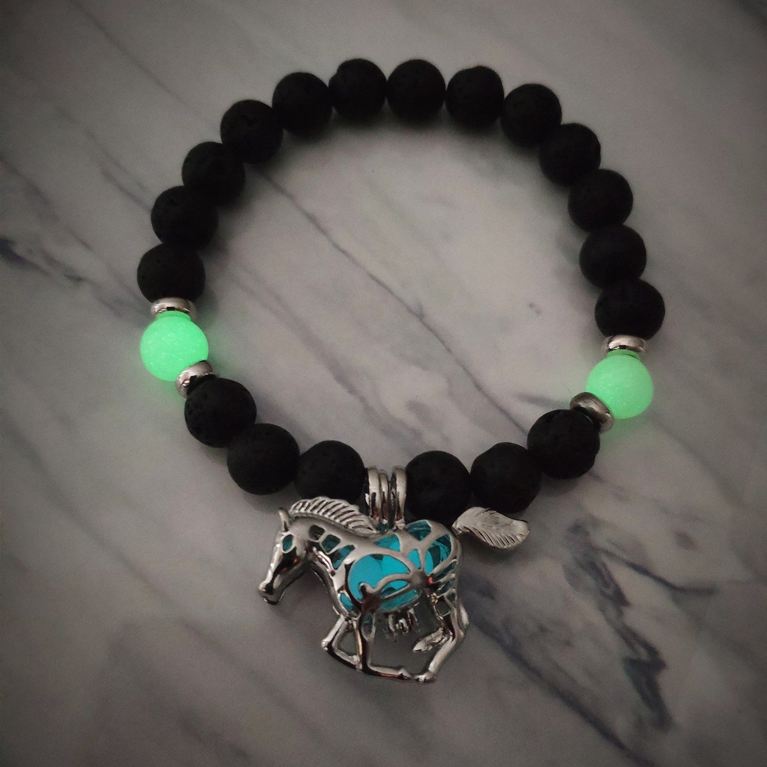 Volcanic Rock Luminous Horse Bracelet for Halloween