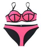 Women's Neoprene Colorblock Push-Up Bikini Set