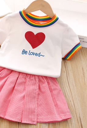 Girls Summer Short-Sleeved Shorts Two-Piece Set