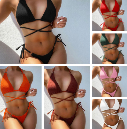 Orange Ring Detail Wrap Bikini Set
