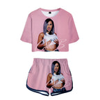 Cardi B Trendy 3D Crop Top and Shorts Set