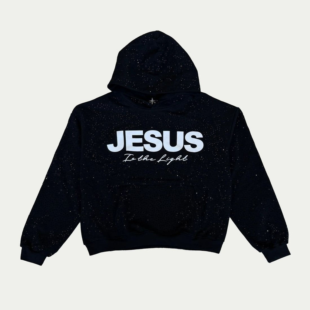 Jesus is the light Rhinestone Hoodie | Faith Streetwear