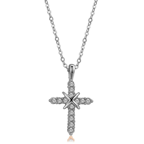 Fashion Cross Pendant Necklace with Zirconia Accents | Christian Jewelry