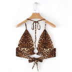 Leopard Print Triangle Bikini Top