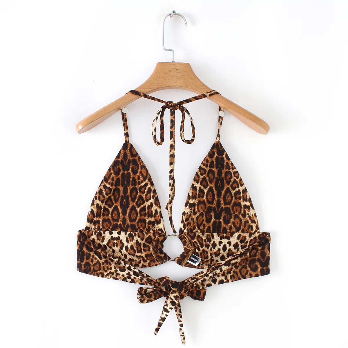 Leopard Print Triangle Bikini Top