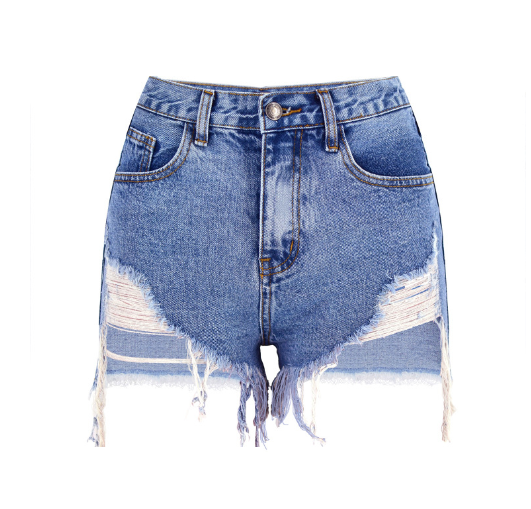 Exaggerated Ripped Women's Denim Shorts with Raw Hem