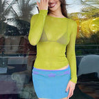Knitted Casual Brown Women's Long Sleeve Crop Top