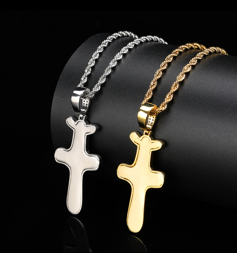 Hip Hop Jewelry with Zircon Pendant Cross Necklace