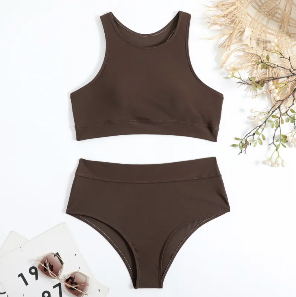 Womens High-Neck Two-Piece Swimsuit