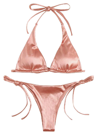 Metallic Underwire High-Cut Bikini Set