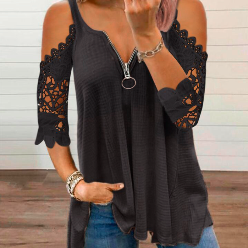 Fashionable Women's Halter Lace Sleeve Tank Top