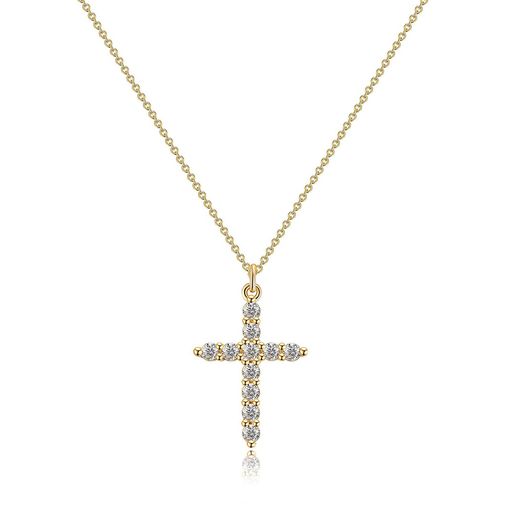Zircon Cross Crown Pendant Necklace