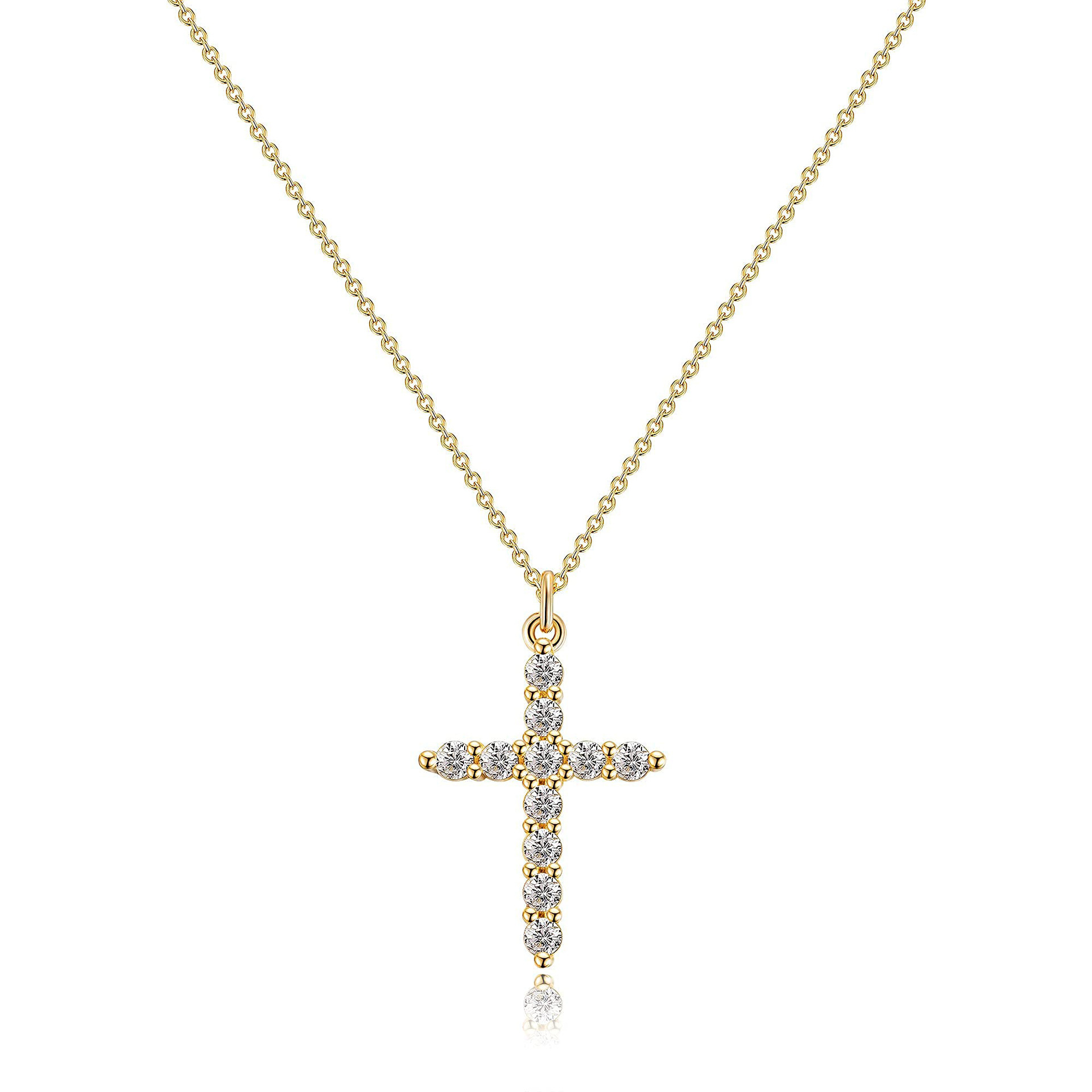 Zircon Cross Crown Pendant Necklace