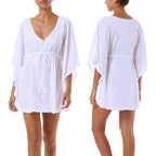 Loose V-Neck Embroidered Beach Cover-Up for Women