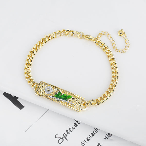 Jesus Rose Chain Bracelet with Drop Oil Ornament | Christian Jewelry