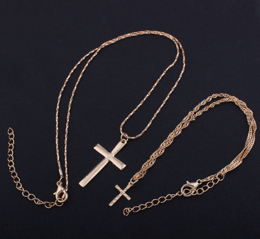 Religious Elements Necklace Set with Cross Pendant | Christian Jewelry