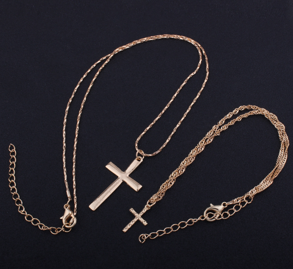 Religious Elements Necklace Set with Cross Pendant | Christian Jewelry