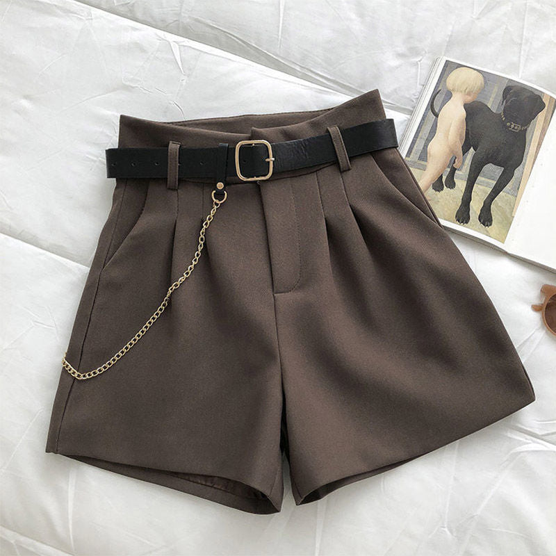 High-Waisted A-Line Wide-Leg Shorts for Women 2024