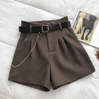 High-Waisted A-Line Wide-Leg Shorts for Women 2024